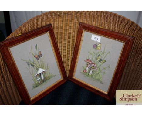 J A Stagg, watercolour study "Butterflies" (a pair)