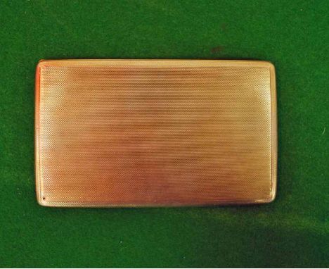 A mid-20th century silver Cigarette Case, rectangular form, engine turned surfaces, internally gilded and inscribed with 70th