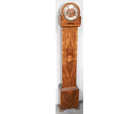 A Vienna Type Double Weight Driven Wall Clock, circa 1900, 99cm high together with A 1940s Walnut Veneered Chiming Small Long