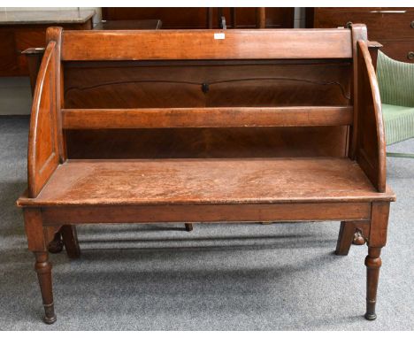 A Victorian Mahogany Bench, of ecclesiastical design, 125cm by 57cm by 98cm