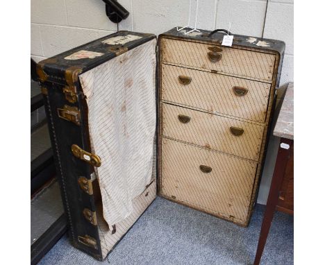 An Early 20th Century Steamer Trunk, 54cm by 40cm by 98cm