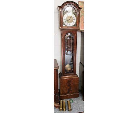 A Modern Mahogany Veneered Triple Weight Driven Chiming Longcase Clock, dial with three chime selection for St.Mich/Whitt/Wes