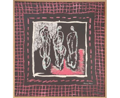 HENRY MOORE OM, CH, FBA (BRITISH, 1898-1986). THREE STANDING FIGURES. (d) Silk design on scarf, signed in the plate, referenc