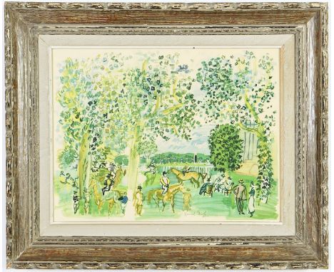 RAOUL DUFY (1877-1953). PADDOCK A DEAUVILLE. lithograph in colours, French Montparnasse frame, 48 x 62 cm.