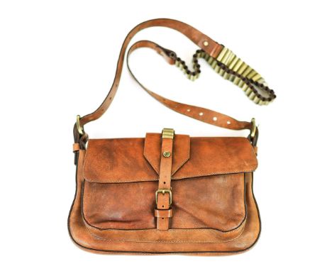 CELINE BULLET BAG. designed by Michael Kors, front flap, bronze tone hardware, main compartment and further front pocket, fab