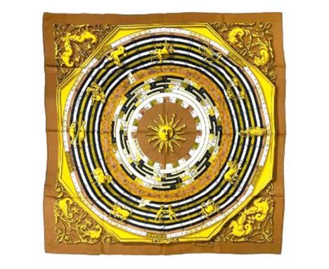 HERMÈS 'DIES ET HORE ASTROLOGIE' SILK SCARF. Designed by Francoise Faconnet, 85cm.