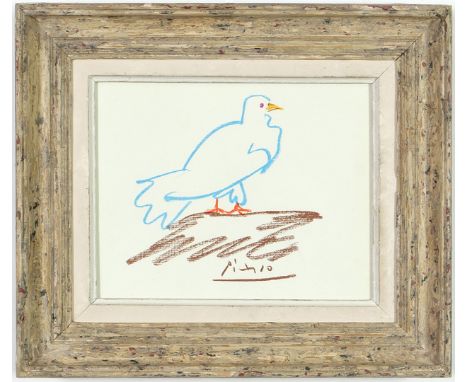 AFTER PABLO PICASSO. DOVE. (d) Signed in the plate, Off set Lithograph, Vintage French frame, 23cm x 19cm.