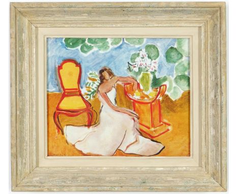HENRI MATISSE. SEATED WOMAN. (d) Signed in the plate, Off set Lithograph 1946, Vintage French frame, 26cm x 22cm.