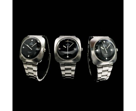 1970's OMEGA GENEVE DYNAMIC WRIST WATCH. Automatic, navy blue dial, 39mm x 37mm, with original omega bracelet, serviced recen