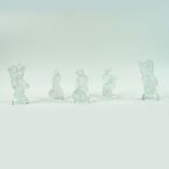 LALIQUE GLASS. LEDA AND THE SWAN, PAN AND DIANA AND DIANA THE HUNTRESS FIGURES (5).