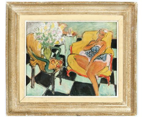 HENRI MATISSE. JEUNE FEMME. (d) Signed in the plate,  Off set Lithograph 1946,  Vintage French frame,  27cm x 22cm.