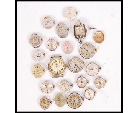 A collection of vintage ladies cocktail / dress watch movements to include a good Omega, Roamer, Bueche Girod, Avia, Bentima,