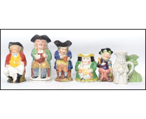 A group of 19th century and other ceramic Toby and character jugs to include Pickwick D242, Malba Ware Mr Punch and dog, and 