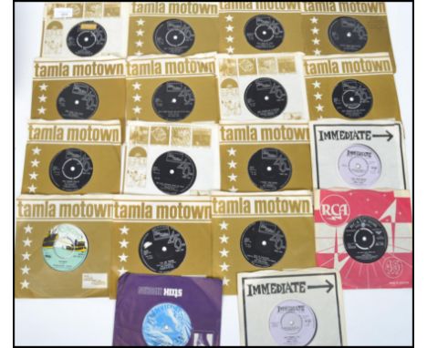 A collection of vintage 45rpm vinyl record singles dating from the 1960s to include many Tamla Motown singles in original sle