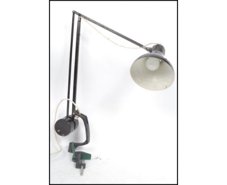 A vintage industrial 20th century Hadrill &amp; Horstman counter balance anglepoise desk lamp with original black paint finis