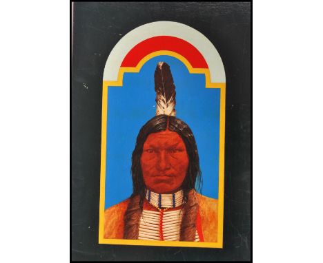 T Blackall 1969 - 1970. An unusual retro oil on panel portrait study painting of a native American Red Indian signed to the c