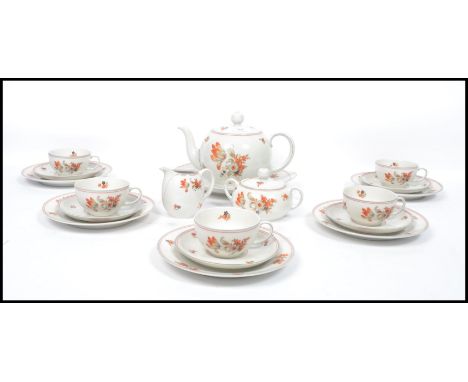 A vintage 20th century Bavarian tea service to include cups, saucers, tea pot, sugar bowl, creamer milk jug etc.
