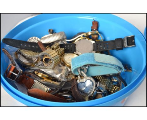 A large collection of watches to include a ball fobwatch by Tegrov, Sekonda, Constant, Identidy, Smiths pocket watch, chain p