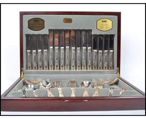 A vintage 20th century Viners silver plated canteen of cutlery in the Kings Pattern entitled Kings Royale, the 58 piece eight