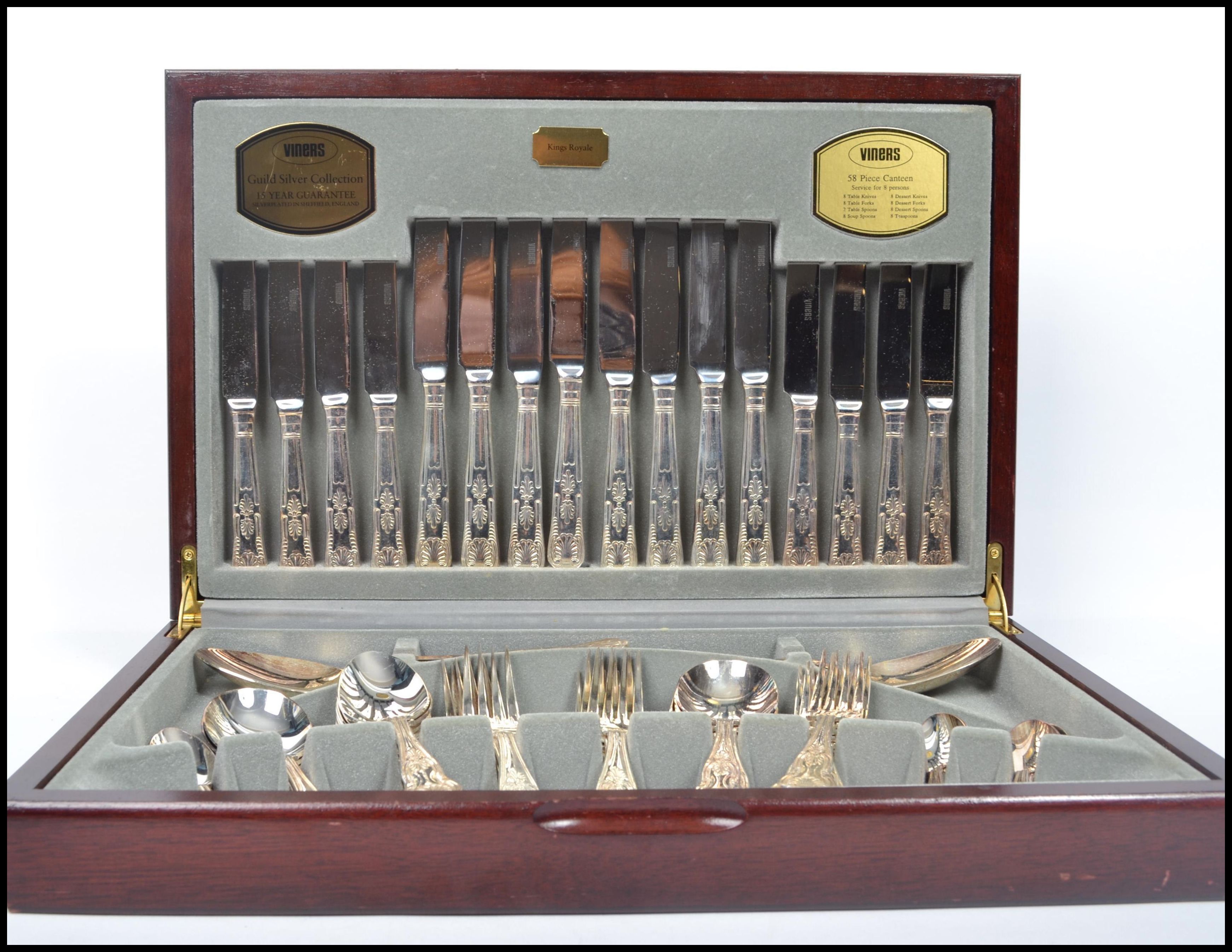 A vintage 20th century Viners silver plated canteen of cutlery in the