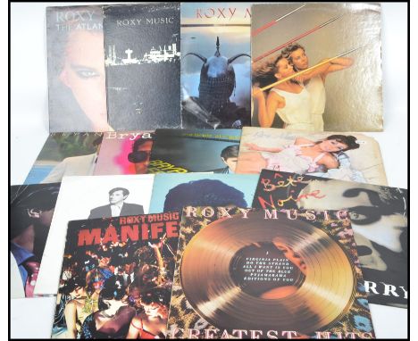 A collection of long play Lp vinyl album records pertaining to Roxy Music and Bryan Ferry to include Flesh and Blood, Avalon,