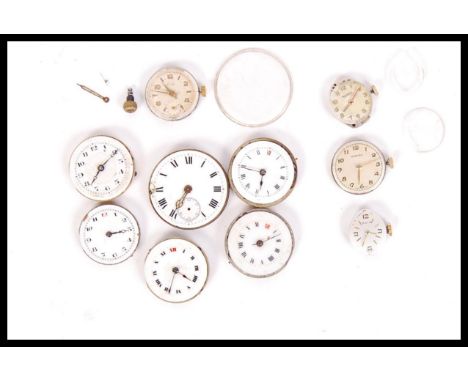 A collection of vintage wristwatch movements&nbsp; all from the 20th century, one marked for Leda. Also for Vertex, Rotary an