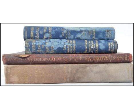 A small collection of vintage medical / anatomical books to include a copy of Quains Anatomy dating from 1899. Longest measur