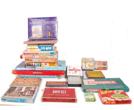 A collection of vintage 20th century board games &amp; jigsaw puzzles to include; Winston Churchill funeral commemorative jig