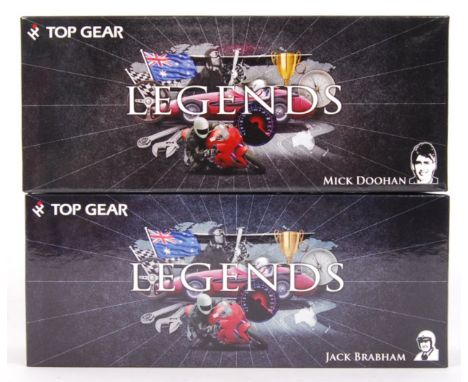 Two 1:24 scale Top Gear Legends diecast model racing vehicles comprising of; TGL01 Jack Brabham F1 racing car &amp; TGL02 Mic