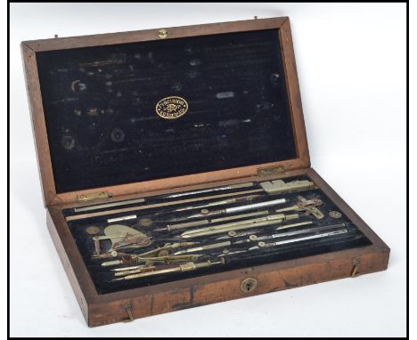 Drawing Instruments &nbsp;A fine set of draughtsman's nickel plated brass drawing instruments, by E. O. Richter &amp; Co, mos
