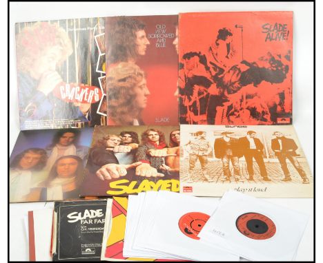 A collection of 7 vintage Slade vinyl LP's records to include Play It Loud, Slayed, Sladest, Slade Alive etc together with 20