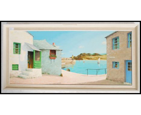 COLIN RICHARDSON a vintage stunning highly colourful painting / picture signed palette oil on board of a study of a Cornish h