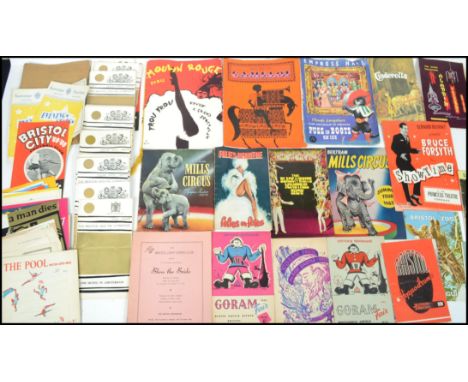 A collection of vintage mid century theatre programmes to include many local interest to include Goram Fair at Blaise Castle 