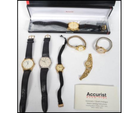 A collection of vintage 20th century watches to include boxed Accurist, Rotary San Marco, Sanco, Swissam, Timex etc.&nbsp;