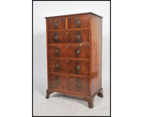 An good inlaid mahogany Regency revival chest of drawers, with two short drawers over three long drawers, drop handles raised