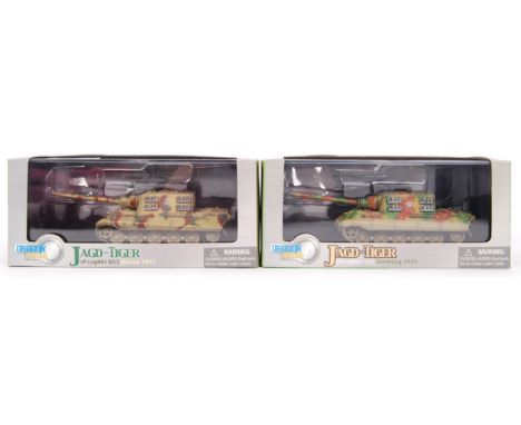 Two 1:72 scale Dragon Armor Jagd - Tiger WWII style diecast model tanks to include; Spzjgabt 512 Germany 1945 &amp; Spzjgabt 