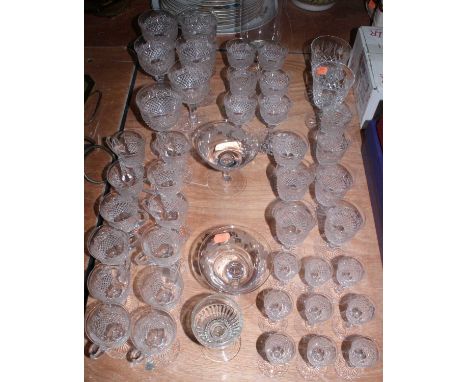 A collection of miscellaneous cut and other glassware to include decanter and stopper, liqueur glasses, sherry glasses, etc, 