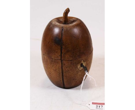 A George III style fruitwood tea caddy in the form of an apple, height 17c mCondition report: In very good condition.Has been