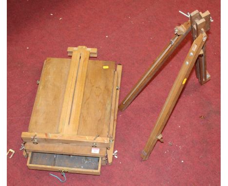 A folding artist's easel and box