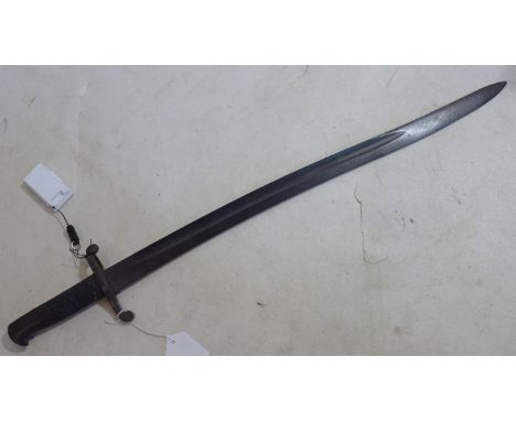 A British Pattern 1855 Volunteer Lancaster sword bayonet with scabbard, L.74cm 