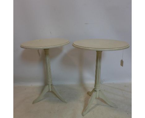 A pair of contemporary cream lamp tables, H.69 D.51cm 