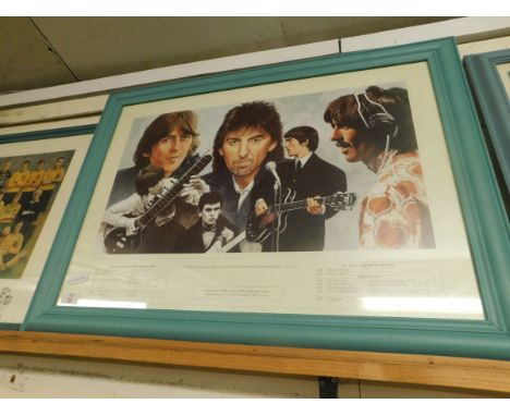 FRAMED PRINT COMMEMORATING THE LIFE OF GEORGE HARRISON, 49 X 69CM