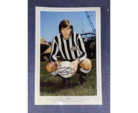 Malcom MacDonald signed Supermac 16x12 colour print. Newcastle United's Malcom Macdonald poses for the cameras at the start o