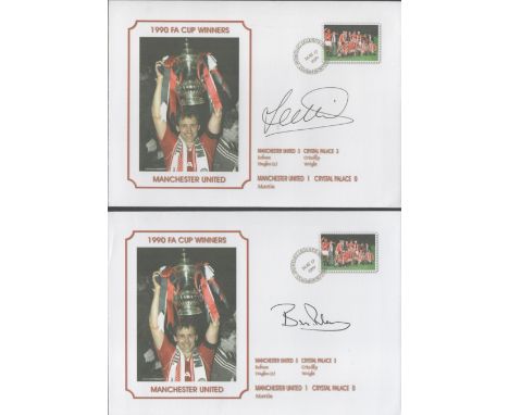 Man Utd Collection of 2 Signed 1990 FA Cup winners First Day Covers. Signatures are Bryan Robson and Lee Martin.  Good condit