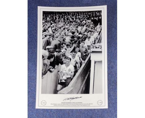 Nat Lofthouse signed Bolton Wanderers 1958 FA Cup Winners 16x12 black and white print. Bolton Wanderers captain Nat Lofthouse