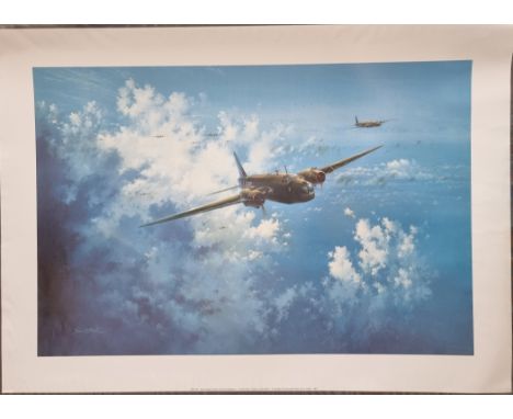 WW2 Colour Print Titled Target Heading (Vickers Armstrong Wellingtons) by Simon Attack. Measures 28x19 inches appx. Very Good
