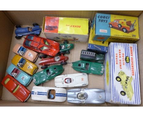 Die-cast vehicles including Dinky, Corgi, some boxed, including Spectrum Patrol Car, two Triumph TR2, Telephone Service Van, 