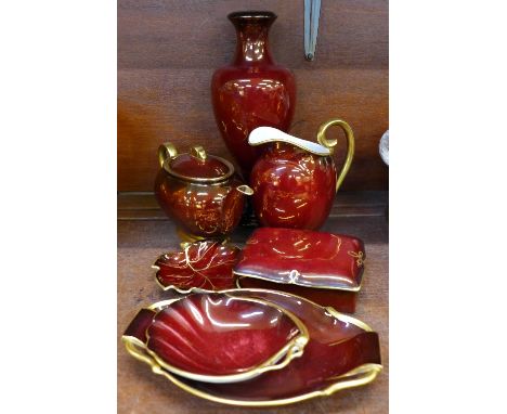 A collection of Carlton Ware Rouge Royale china including teapot, (7)