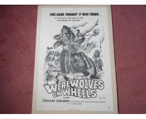 Werewolves on Wheels - an original US one sheet 'front of house' movie poster, lithograph printed in black and white, Fanfare
