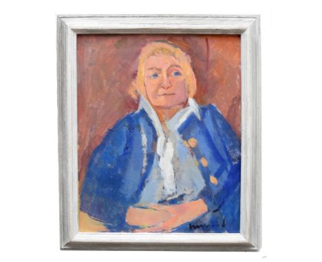 Derek Inwood, British 20th Century, Portrait of a woman. Oil on canvas, signed , 18x12ins
